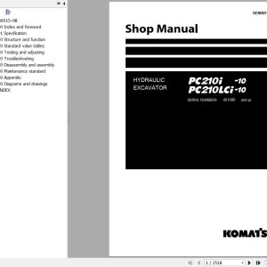 Komatsu PC210I-10 PC210LCI-10 Shop Manual SEN06515-08