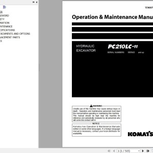 Komatsu PC210LC-11 Operation & Maintenance Manual TEN00799-07