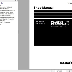 Komatsu PC228US-11 PC228USLC-11 Shop Manual SEN06660-08