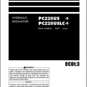 Komatsu PC228US-8 PC228USLC-8 Operation & Maintenance Manual TEN00423-04