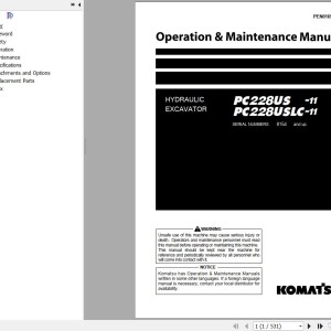 Komatsu PC228USLC-11 PC228USLC-11 Operation & Maintenance Manual PEN01693-04