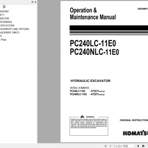 Komatsu PC240LC-11E0 PC240NLC-11E0 Operation & Maintenance Manual UENAM01575