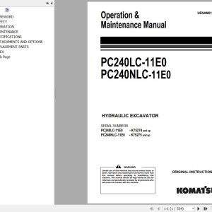 Komatsu PC240LC-11E0 PC240NLC-11E0 Operation & Maintenance Manual UENAM01576