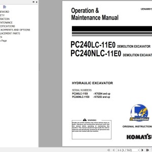 Komatsu PC240LC-11E0 PC240NLC-11E0 Operation & Maintenance Manual UENAM01585