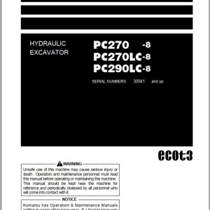 Komatsu PC270-8 PC270LC-8 PC290LC-8 Operation & Maintenance Manual PEN01819-00