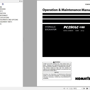 Komatsu PC290LC-11E0 Operation & Maintenance Manual PEN01825-00