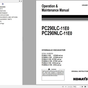Komatsu PC290LC-11E0 PC290NLC-11E0 Operation & Maintenance Manual UENAM01596
