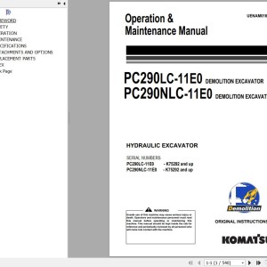 Komatsu PC290LC-11E0 PC290NLC-11E0 Operation & Maintenance Manual UENAM01606