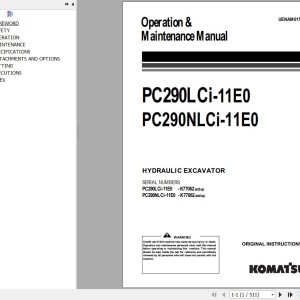Komatsu PC290LCI-11E0 PC290NLCI-11E0 Operation & Maintenance Manual UENAM01781
