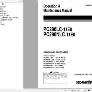 Komatsu PC290NLCI-11E0 PC290NLC-11E0 Operation & Maintenance Manual UENAM01597