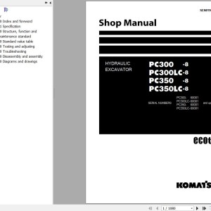 Komatsu PC300-8 to PC350LC-8 Shop Manual SEN01983-21