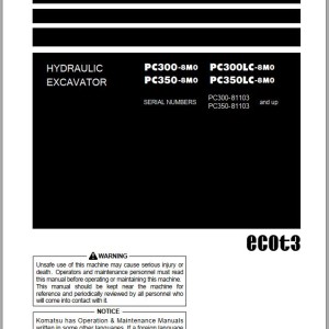 Komatsu PC300-8M0 to PC350LC-8M0 Operation & Maintenance Manual PEN00991-06