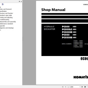 Komatsu PC300-8M0 to PC850SE-8E0 Shop Manual SEN05276-09