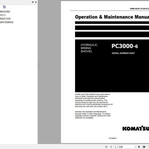 Komatsu PC3000-6 Operation & Maintenance Manual OMM 06387-D-EN-6T2-P1-1.0