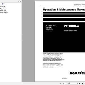 Komatsu PC3000-6 Operation & Maintenance Manual OMM 06396-D-EN-6T2-P1-1.0