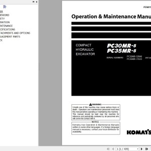 Komatsu PC30MR-5 PC35MR-5 Operation & Maintenance Manual PEN01117-07