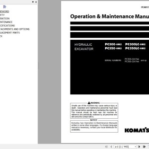 Komatsu PC350-8M2 to PC350LC-8M2 Operation & Maintenance Manual PEN01726-C0
