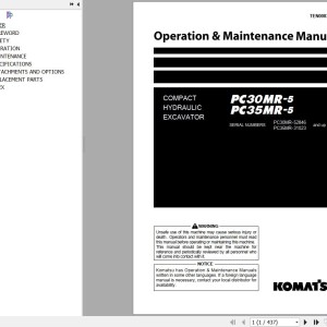 Komatsu PC35MR-5 PC35MR-5 Operation & Maintenance Manual TEN00838-07