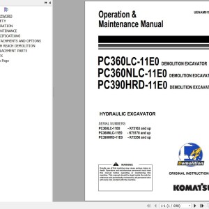 Komatsu PC360LC-11E0 PC360NLC-11E0 PC390HRD-11E0 Operation & Maintenance Manual UENAM01923