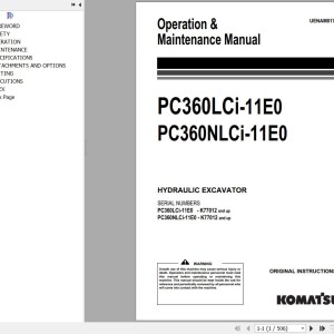 Komatsu PC360LCI-11E0 PC360NLCI-11E0 Operation & Maintenance Manual UENAM01792