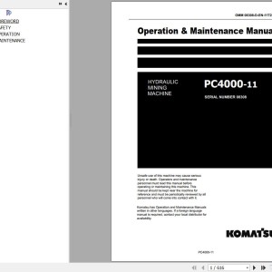 Komatsu PC4000-11 Operation & Maintenance Manual OMM 08308-D-EN-11-P1-1.0