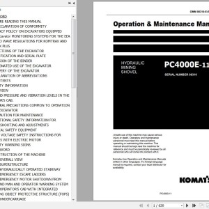 Komatsu PC4000E-11 Operation & Maintenance Manual OMM 08310-E-EN-11-P1-2.0