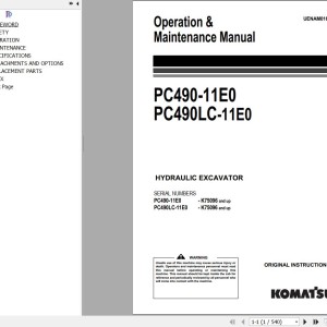 Komatsu PC490-11E0 PC490LC-11E0 Operation & Maintenance Manual UENAM01634