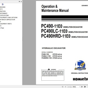 Komatsu PC490-11E0 PC490LC-11E0 PC490HRD-11E0 Operation & Maintenance Manual UENAM01912