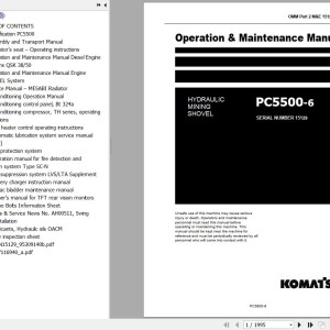 Komatsu PC5000-6 Operation & Maintenance Manual OMM Parts 2 M&E 15129-xD-GB-0