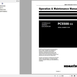Komatsu PC5500-11 Operation & Maintenance Manual OMM 15189-D-EN-11T4-P1-1.0