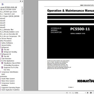 Komatsu PC5500-11 Operation & Maintenance Manual OMM 15192-D-EN-11T2-P2-1.0