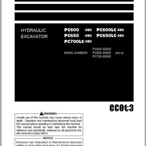 Komatsu PC600-8E0 to PC650LC-8E0 Operation & Maintenance Manual PEN01807-00