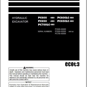 Komatsu PC600-8E0 to PC650LC-8E0 Operation & Maintenance Manual PEN01808-00