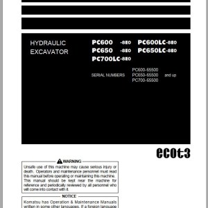 Komatsu PC600-8E0 to PC650LC-8E0 Operation & Maintenance Manual PEN01809-00