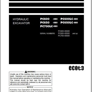 Komatsu PC600-8E0 to PC650LC-8E0 Operation & Maintenance Manual TEN01084-01