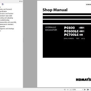 Komatsu PC600-8R1 PC600LC-8R1 PC700LC-8R Shop Manual SEN05660-09