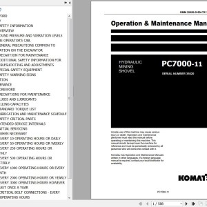 Komatsu PC7000-11 Operation & Maintenance Manual OMM 35020-D-EN-11T2-P1-1.0