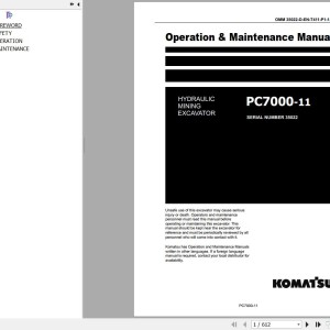 Komatsu PC7000-11 Operation & Maintenance Manual OMM 35022-D-EN-11T4-P1-1.0