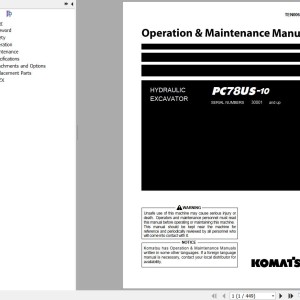 Komatsu PC78US-10 Operation & Maintenance Manual TEN00677-09