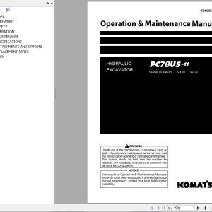Komatsu PC78US-11 Operation & Maintenance Manual TEN00975-07