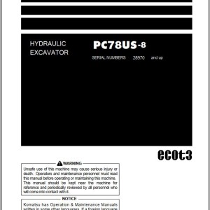 Komatsu PC78US-8 Operation & Maintenance Manual PEN01039-05