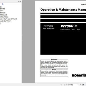 Komatsu PC78UU-10 Operation & Maintenance Manual PEN01592-03
