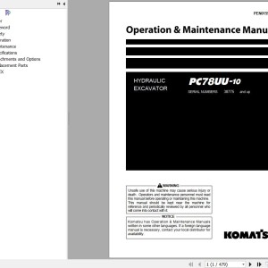 Komatsu PC78UU-10 Operation & Maintenance Manual PEN01592-04
