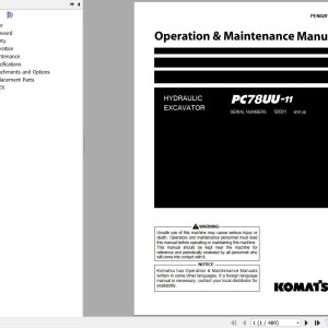Komatsu PC78UU-11 Operation & Maintenance Manual PEN02017-00