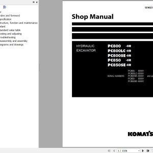 Komatsu PC800-8R to PC850SE-8R Shop Manual SEN02316-17