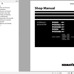 Komatsu PC800-8R1 to PC850SE-8R1 Shop Manual SEN05279-06