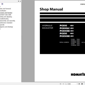 Komatsu PC800-8R1 to PC850SE-8R1 Shop Manual SEN05279-07