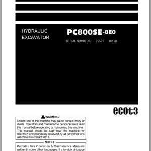 Komatsu PC800SE-8E0 Operation & Maintenance Manual PEN01628-03