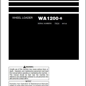 Komatsu WA1200-6 Operation & Maintenance Manual TEN01139-00