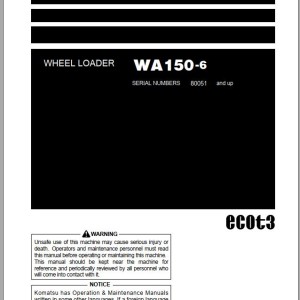 Komatsu WA150-6 Operation & Maintenance Manual PEN00515-10